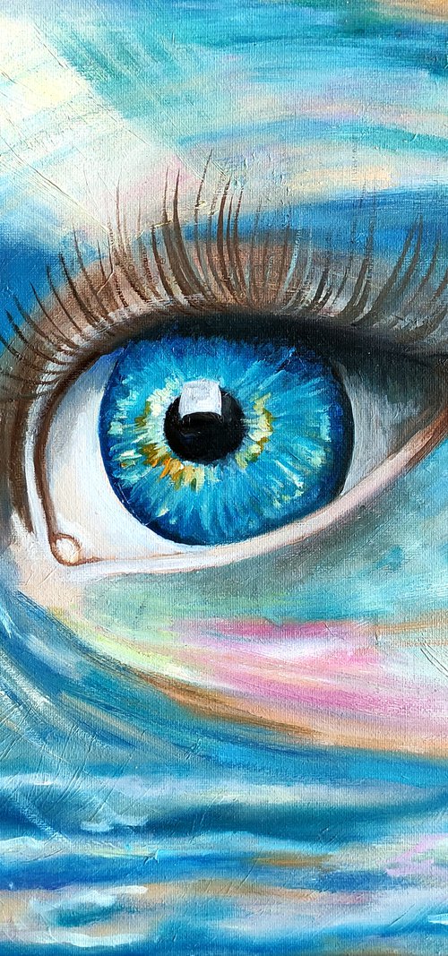Gaze, Eye Painting Original Art Esoteric Artwork Occult Wall Art by Yulia Berseneva