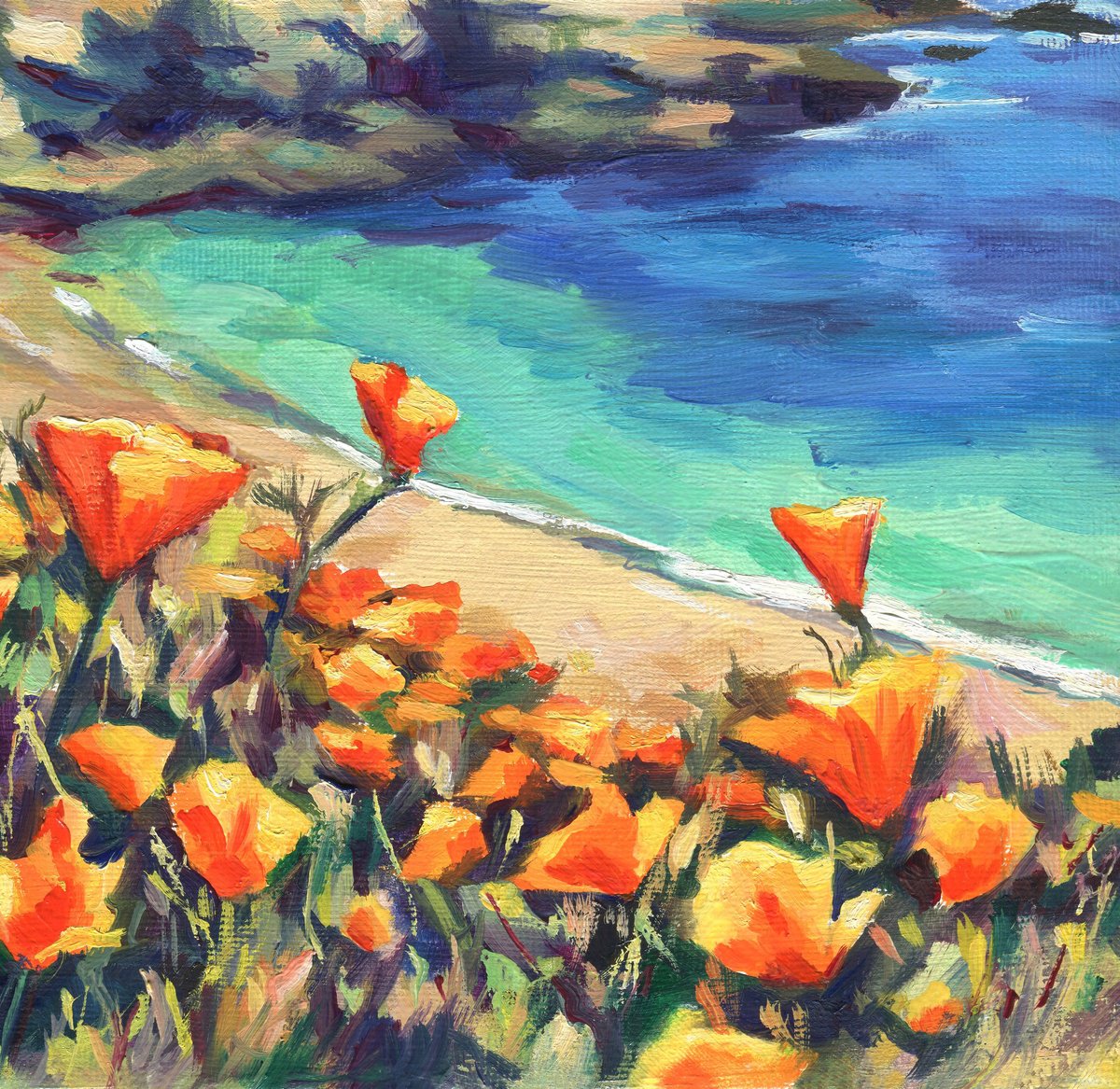 芸能人愛用 Poppies Artfinder | Verdejo Lucia by painting Oil sea' the by 邦楽