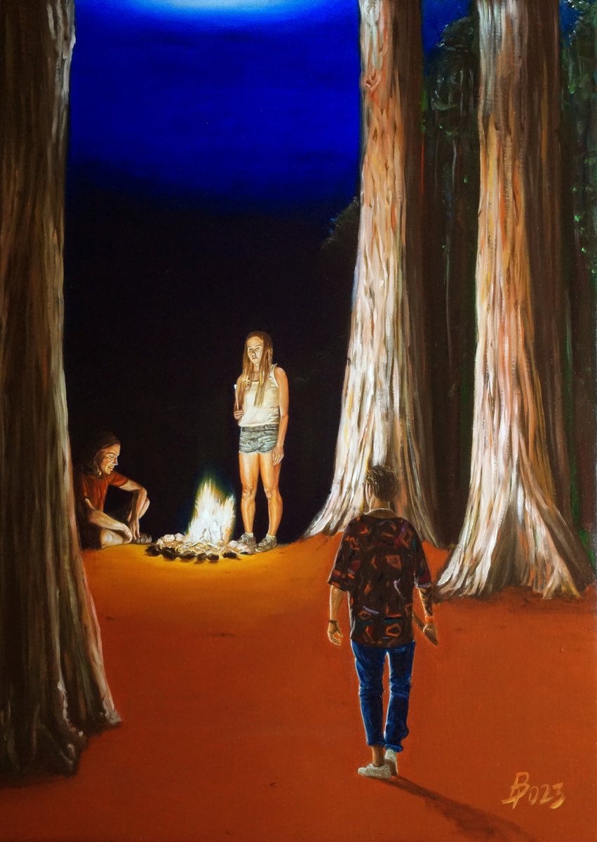 Photorealistic Portrait Oil Painting By Paolo Borile, 20 X 28", In The Woods, Original Artwork