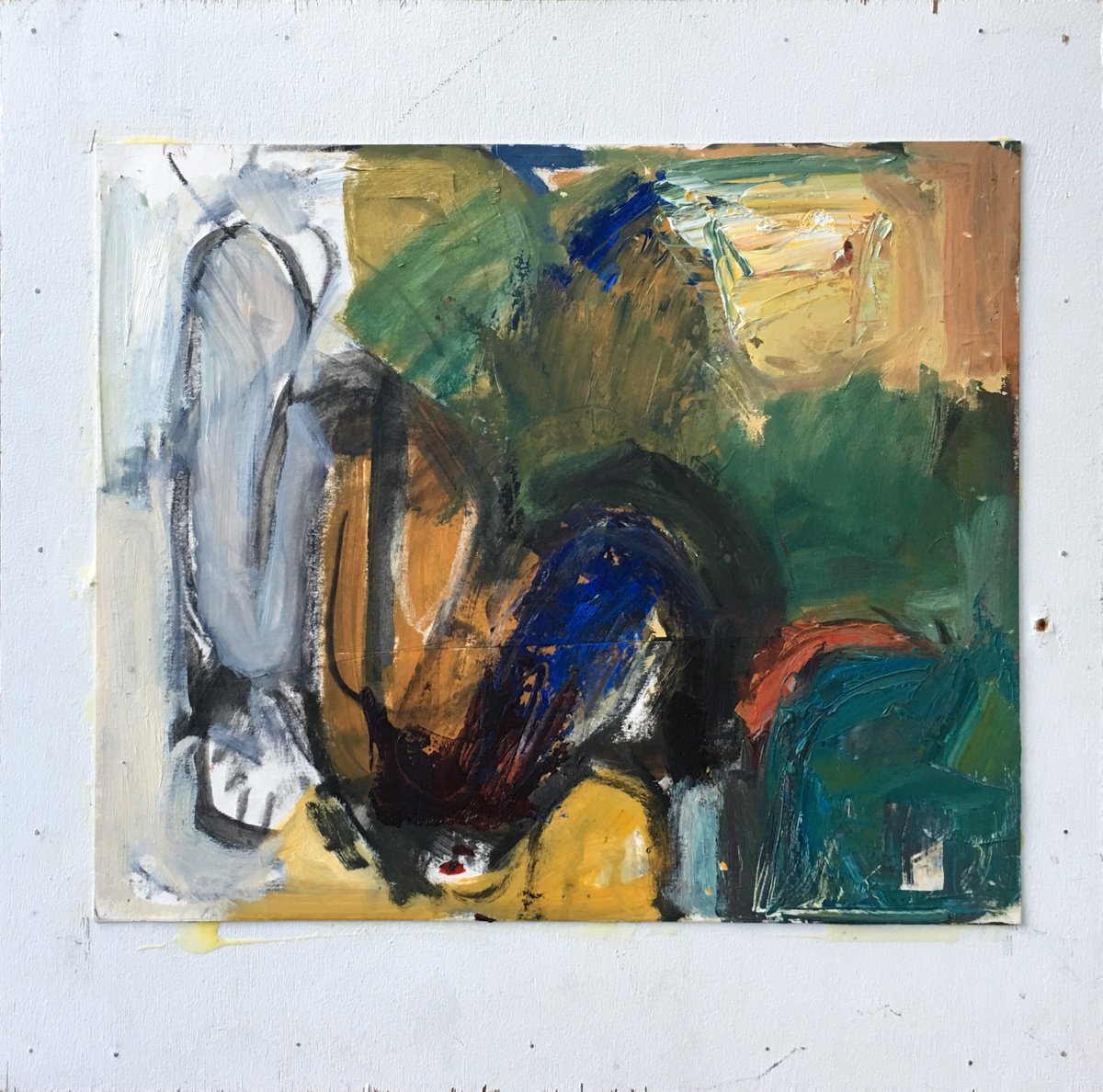 Organic Abstract Oil Painting By Don Keene, 24 X 24, Dog Leg Or Something, Original Artwork