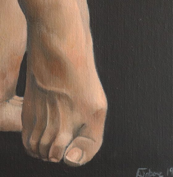 Demi-pointe, Ballet Feet, On Pointe Painting, Ballerina, Dance, Framed and Ready to Hang, Feet on Tip-Toes