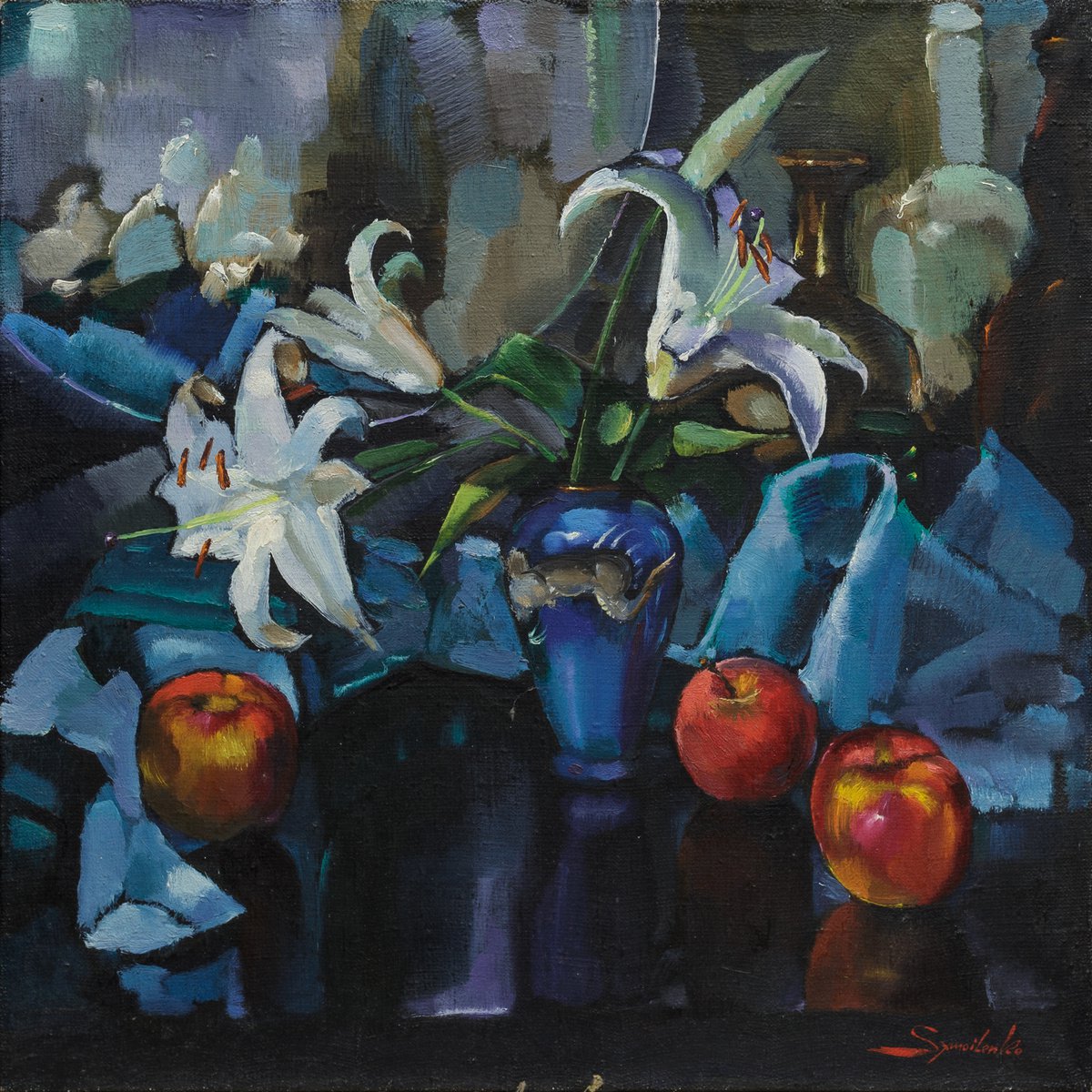 Lilies and apples by Mykola Samoilenko