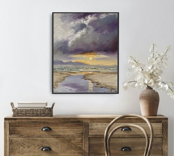 Stormy Sunset Seascape.