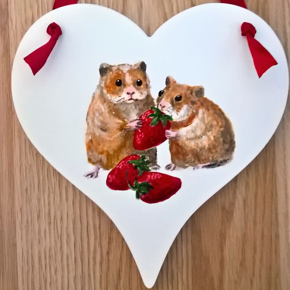 Expressive Animal Acrylic Painting By Marjansart, 8 X 8", Love And Heart, Original Artwork