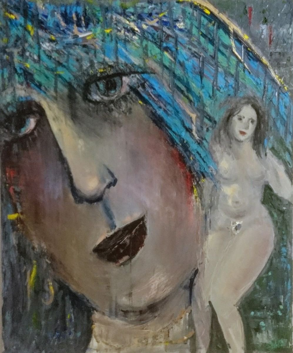 Impressionistic Abstract Oil Painting By Leo Baxiner, 20 X 24", Madona, Original Artwork