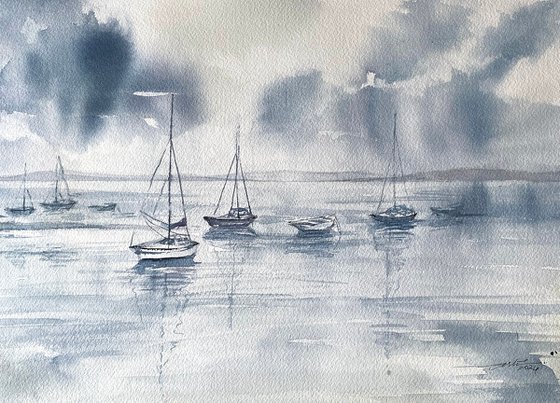 Boats on a Gray Morning