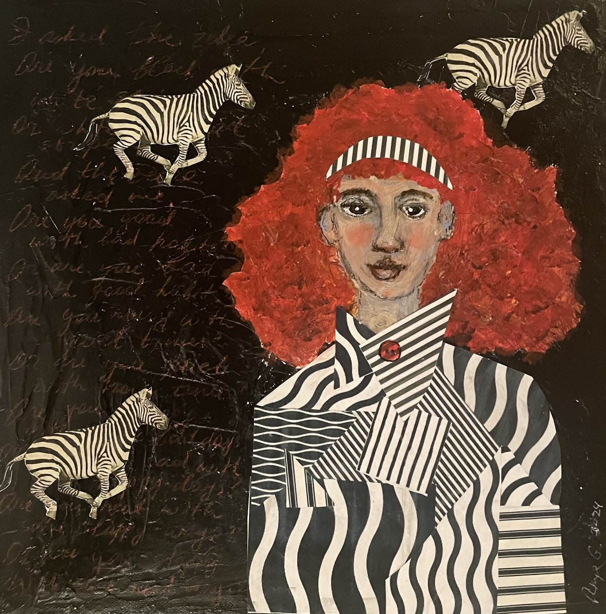 Portrait Painting By Anya Getter, 12 X 12, - You Have To Look For Zebras, Original Artwork