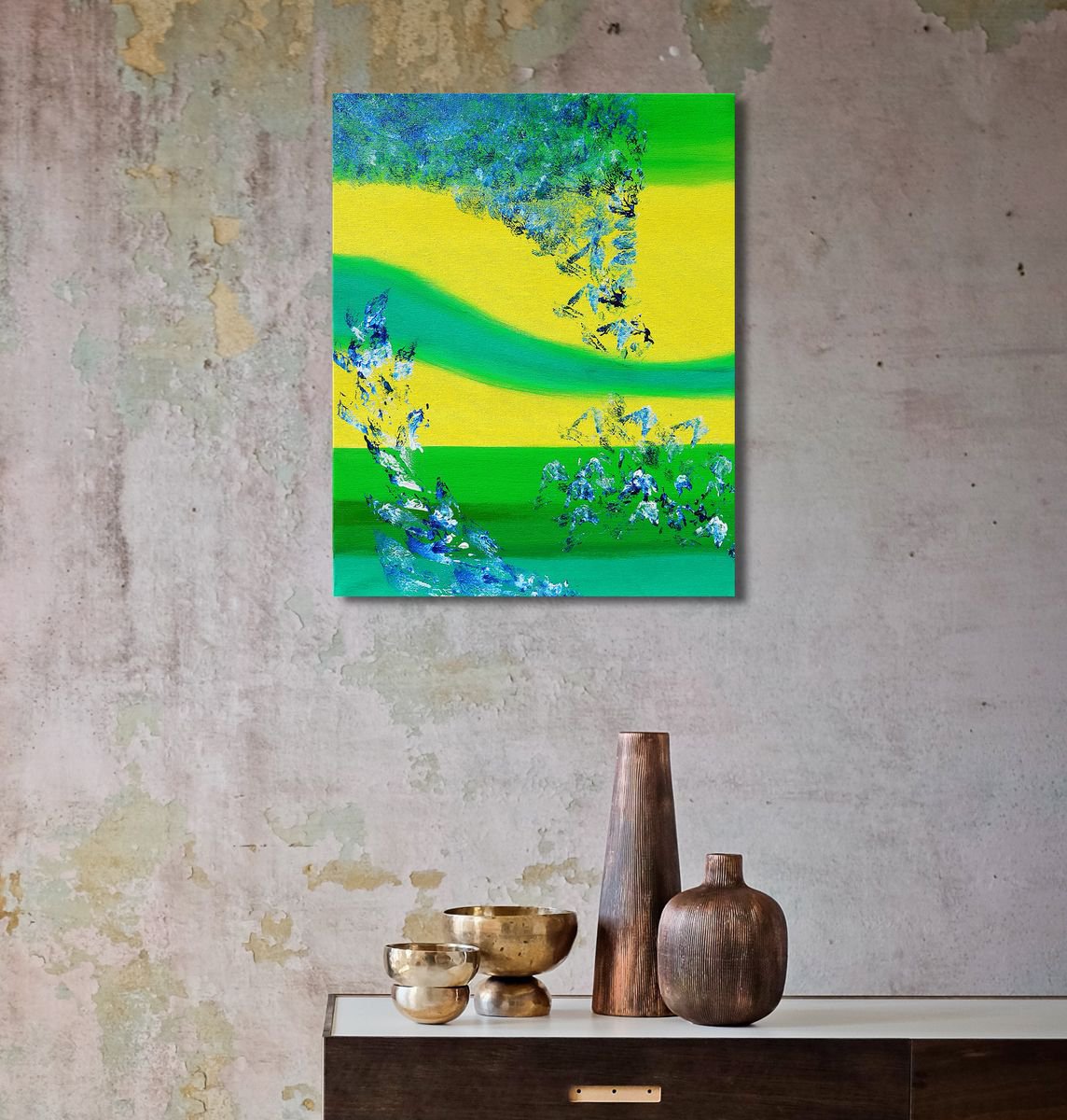 Organic Abstract Acrylic Painting By Davide De Palma, 16 X 20, Vivid, 40X50 Cm, Original Artwork