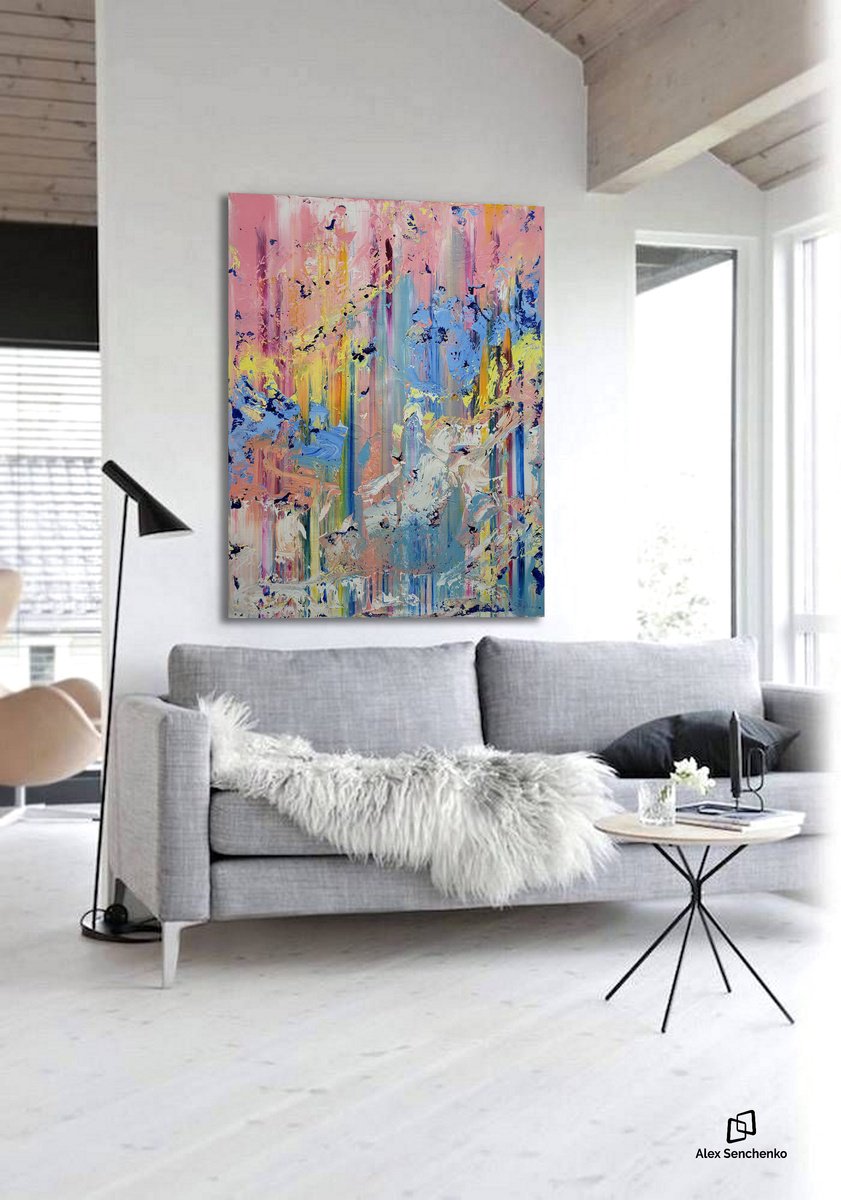 Abstract Acrylic Painting By Alex Senchenko, 39 X 47, Abstract 2399, Original Artwork