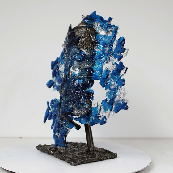 Spray can Blue white sea - Can spray metal and glass sculpture