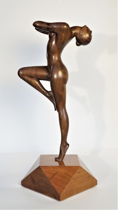 Nude Woman Wood Sculpture DANCE MOMENT by Jakob Wainshtein