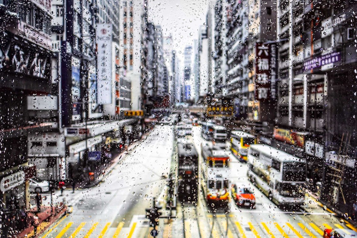 Abstract Cityscapes Photograph By Sven Pfrommer, 47 X 31", Rainy Days In Hong Kong Xiv, Original Artwork