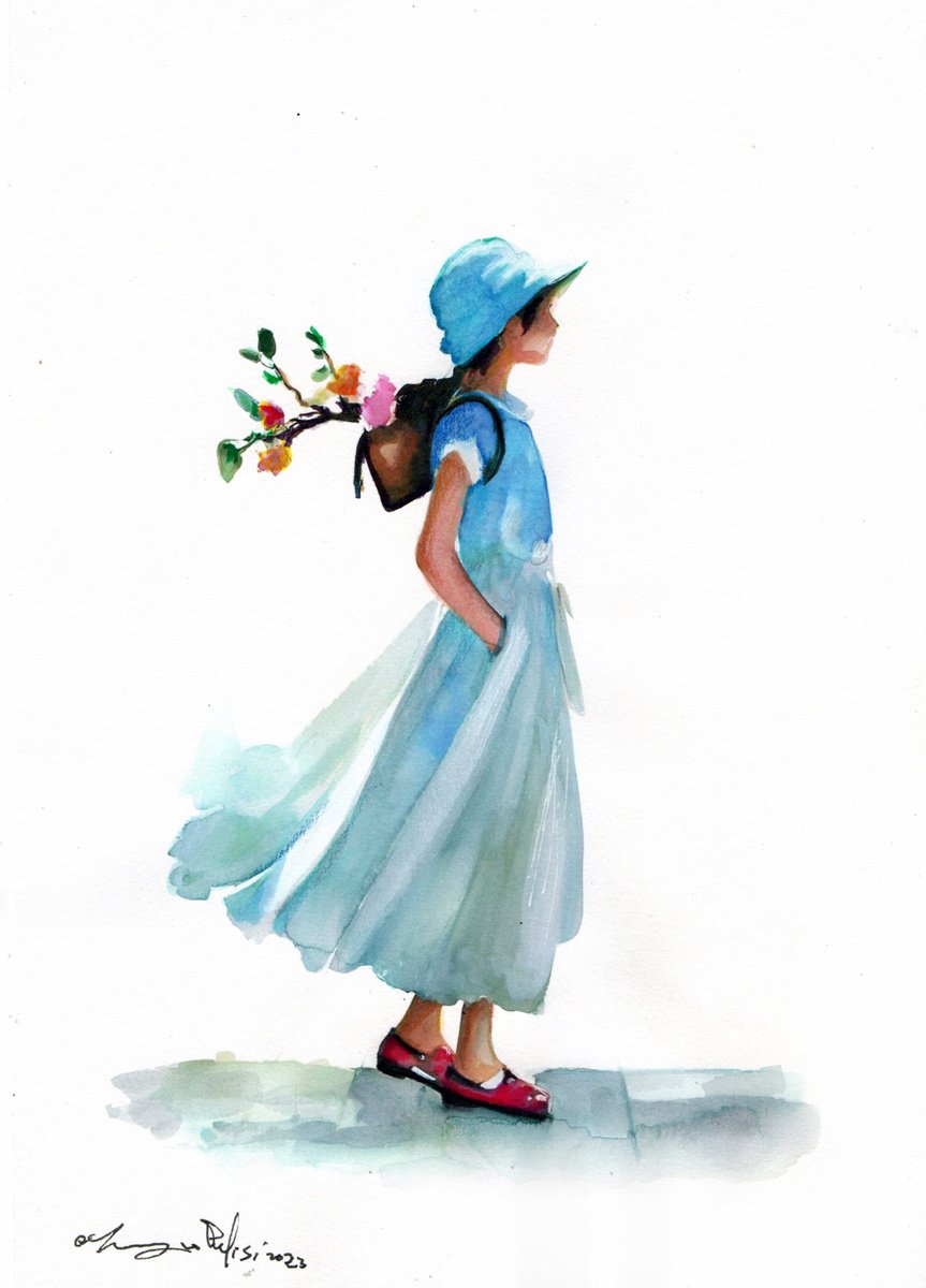 Impressionistic Portrait Ink Drawing By Maurizio Puglisi, 8 X 11", Country Road Take Me Home, Original Artwork