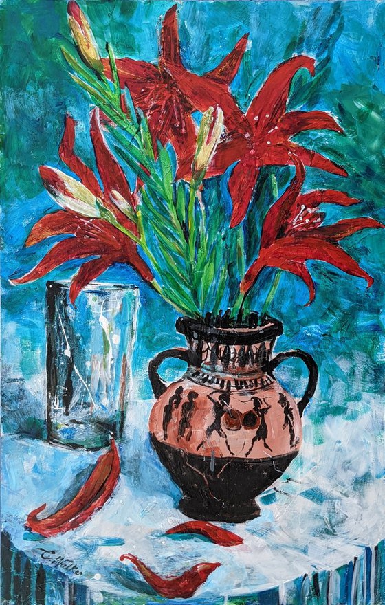 Greek Vase, Roman Glass, French Lilies