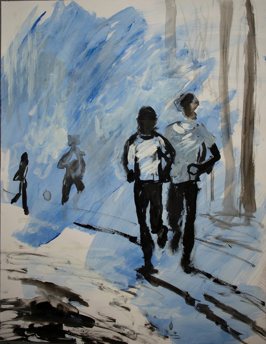 Winter running sketch by Rene Goorman
