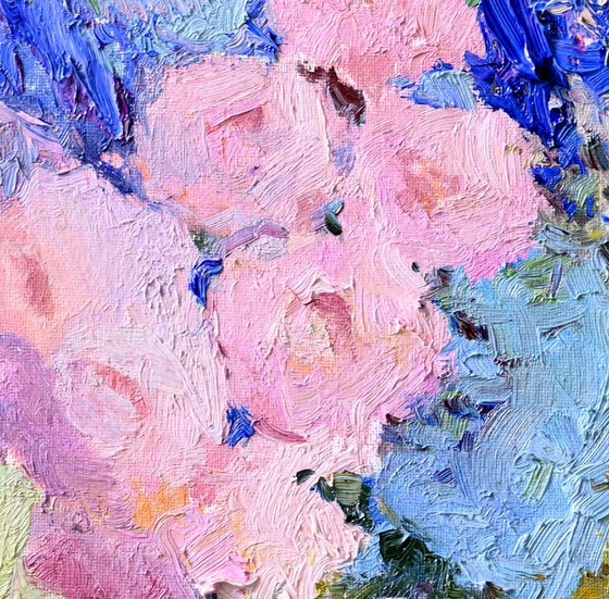 Floral Bouquet, Blue and Pink