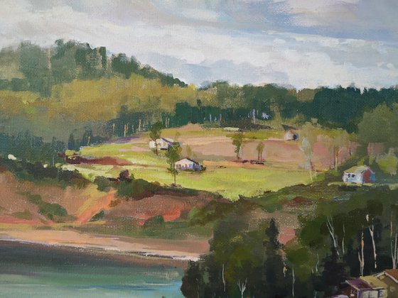 Farm by the shore, Plein Air (16×20")