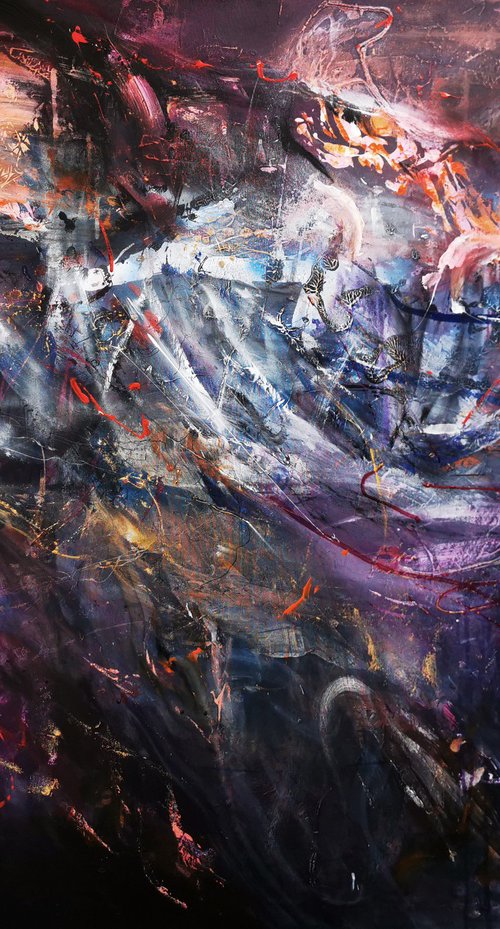 Enigmatic dark beauty abstract large scale xxl painting flyer by master O  Kloska by Kloska Ovidiu
