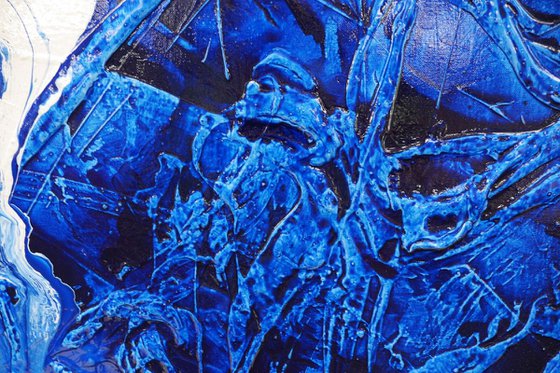 Stunning Blue 140cm x 100cm texture Abstract painting blues ocean fluid