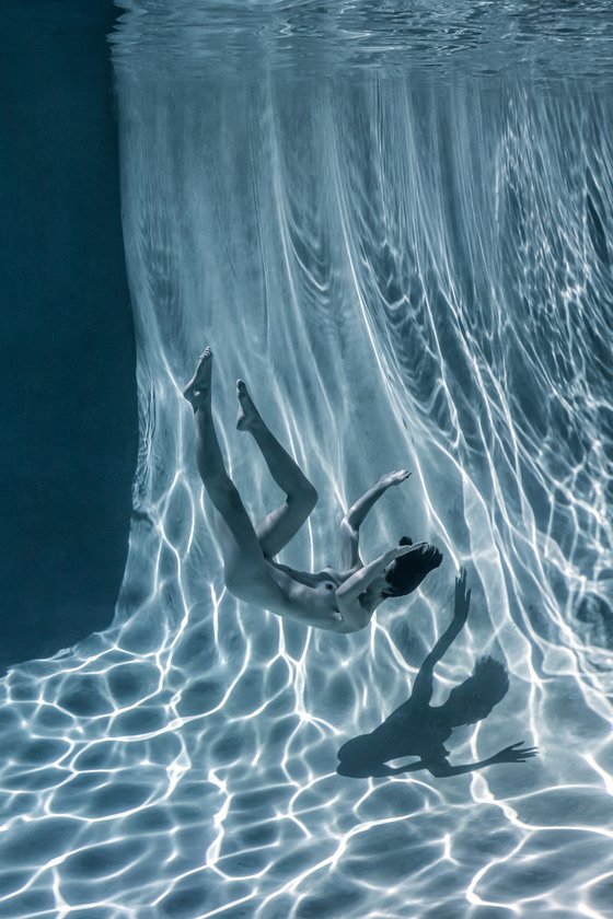 Slow Motion - underwater nude photograph - print on aluminum 36" x 24"