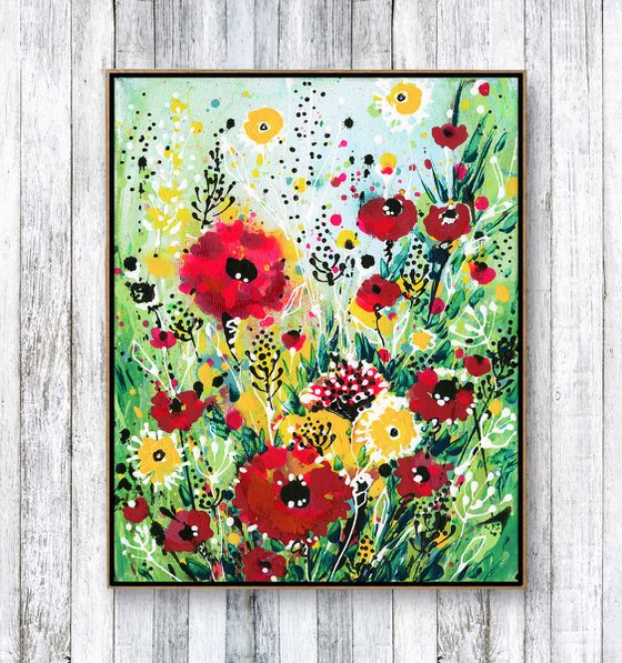 Dancing In The Garden 5 -  Abstract Flower Painting  by Kathy Morton Stanion