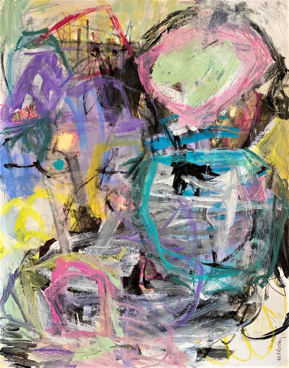 Organic Abstract Acrylic Painting By Kat Crosby, 18 X 24", My Rock And Roll Soul, Original Artwork