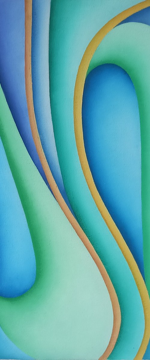 Abstract blue green by Brenda Szuromi