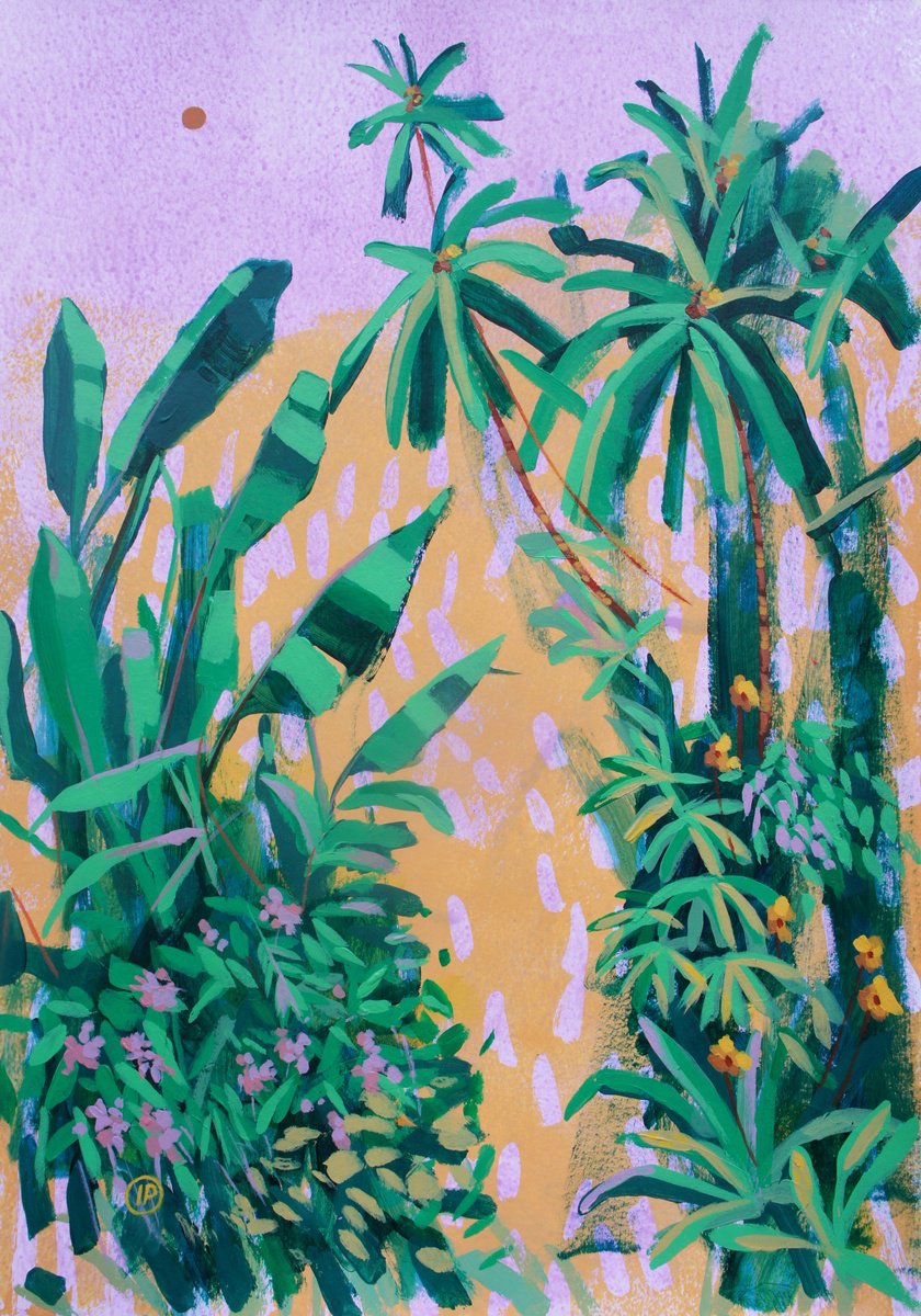 Impressionistic Landscape Acrylic Painting By Irina Plaksina, 12 X 17, Hawaii Afternoon, Original Artwork