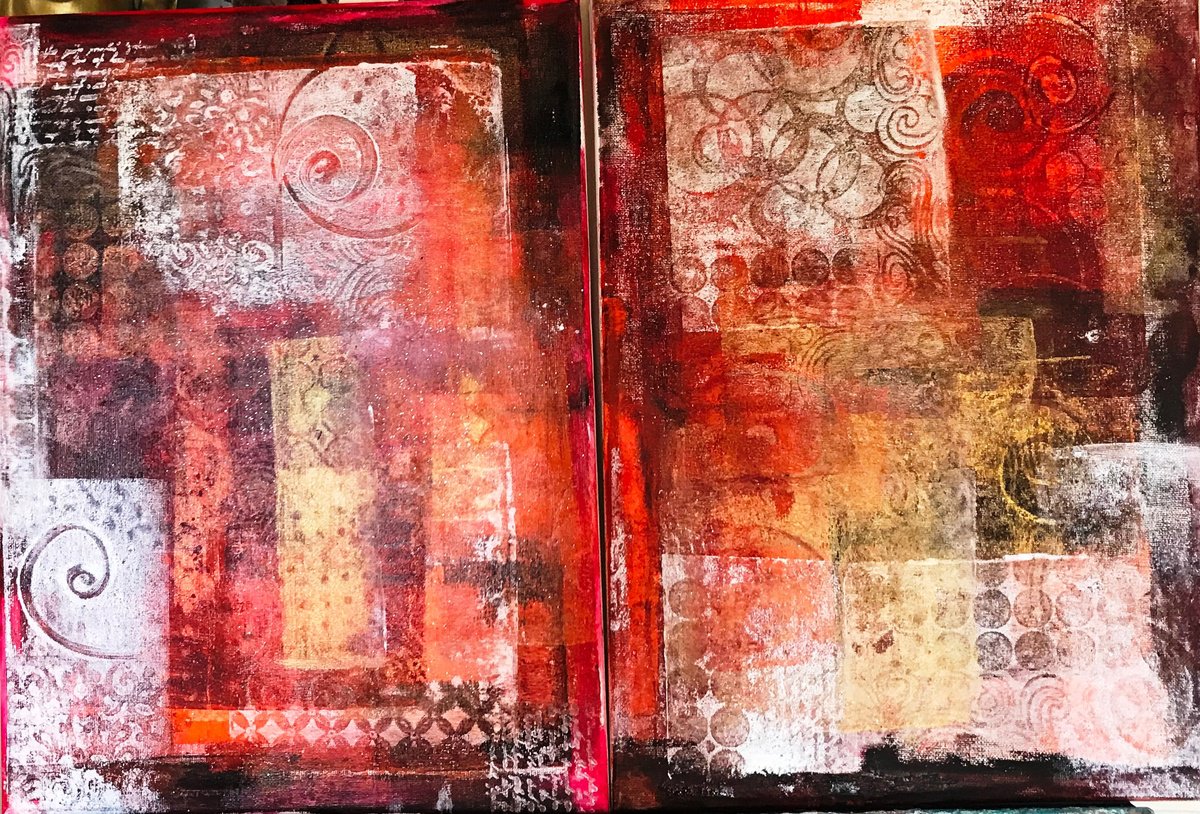 Bohemian Patchwork Diptych by Maxine Anne Martin