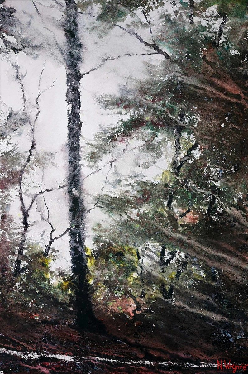 Abstract Landscape Watercolour By Neil Wrynne, 15 X 22", Once More I Stand, Original Artwork