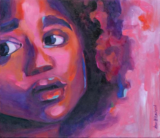 Young Black Female Face — Curious
