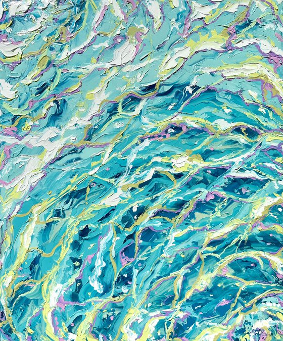 Ripple - oceanic / water abstraction impasto oil painting