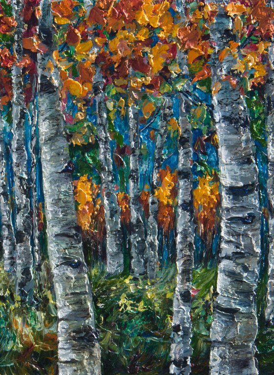 Aspen Trees (Palette Knife) by OLena Art - brand