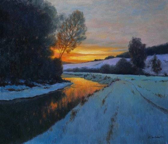 Fleeting - winter evening landscape