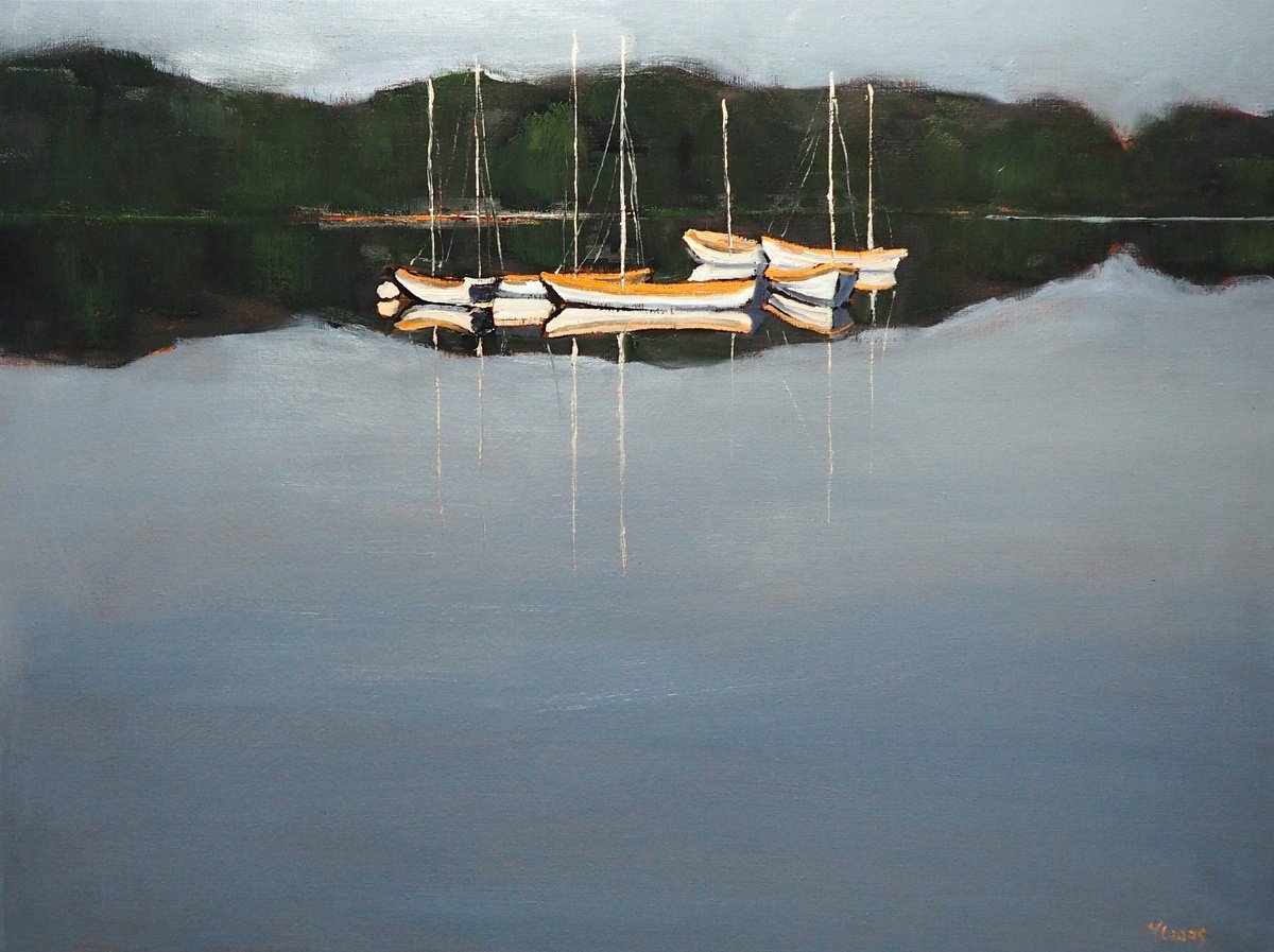 Impressionistic Landscape Oil Painting By Yuanyuan Liu, 31 X 24", Stillness, Original Artwork