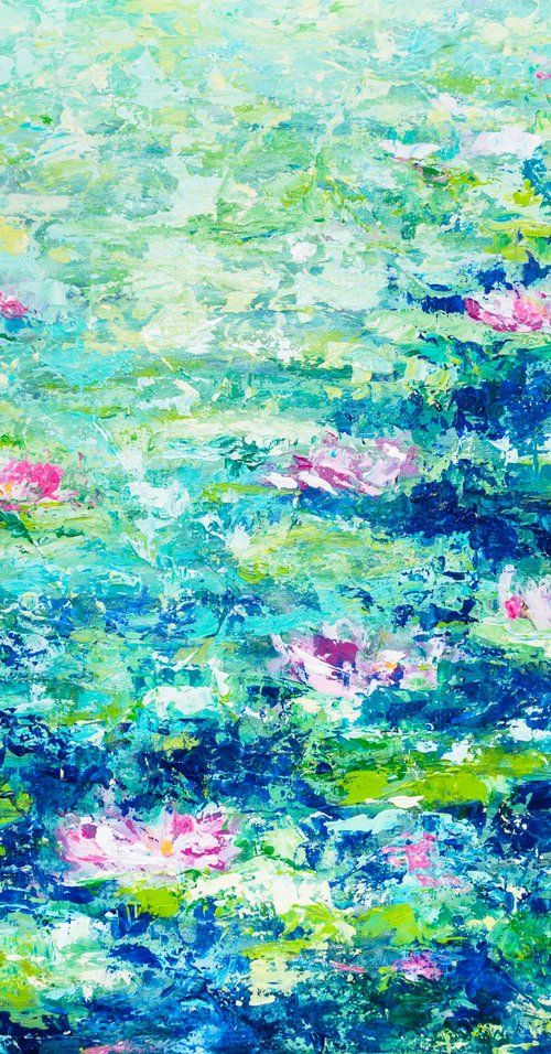 Water Lilies Pond Painting by Cristina Stefan