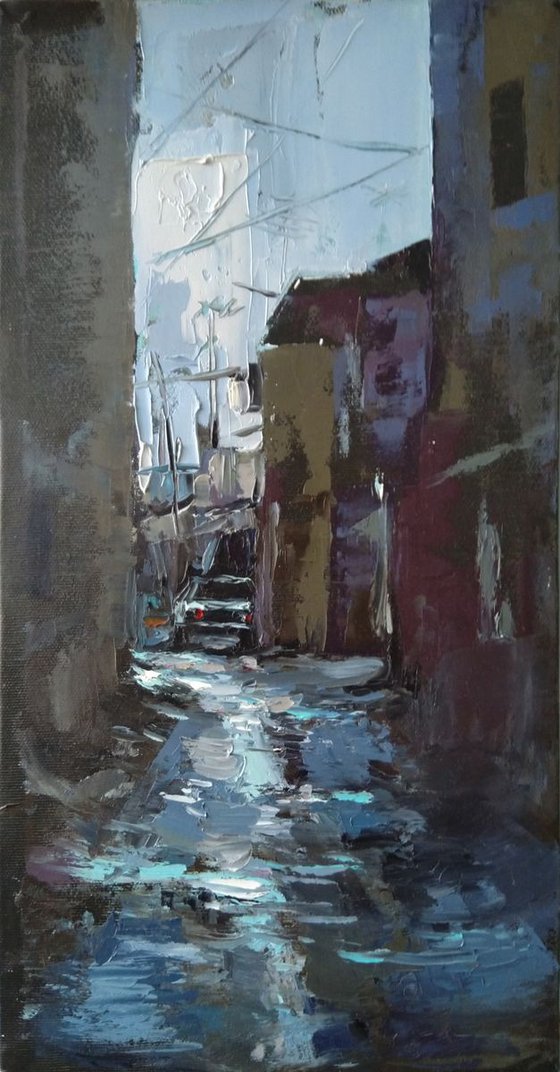 Cityscape(22x42cm, oil painting, ready to hang)