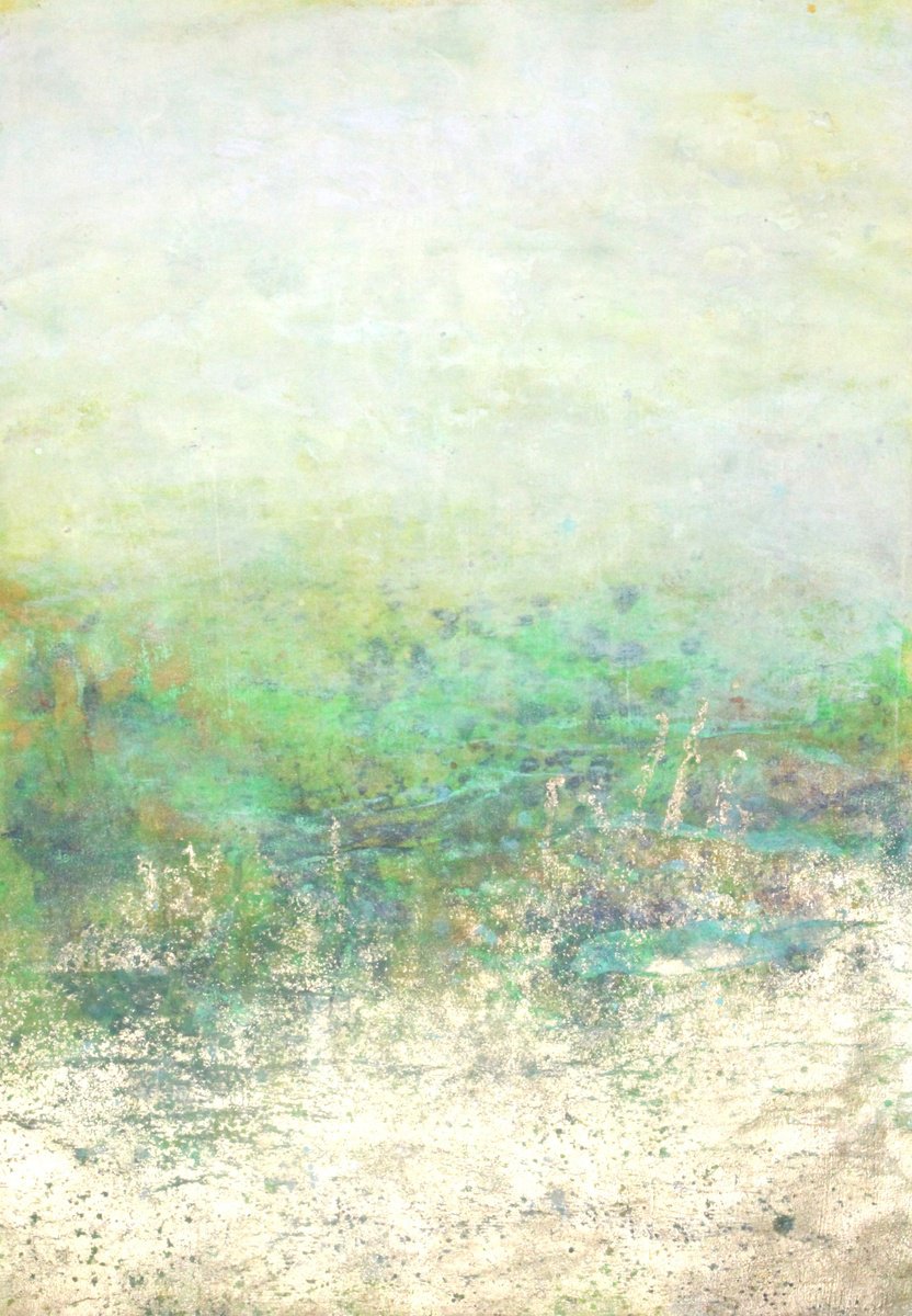 Abstract Acrylic Painting By Laura Spring, 16 X 22", Gold Coast 6, Original Artwork