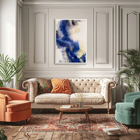 Blue and Gold Abstract Art