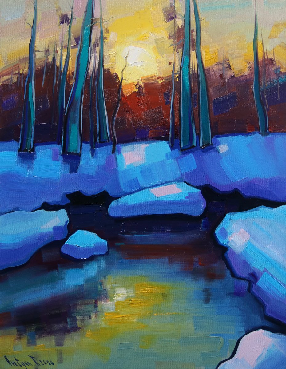 Expressive Oil Painting , Winter Morning By Tigran Avetyan, 14 X 18, Artwork For Sale On Artfinder