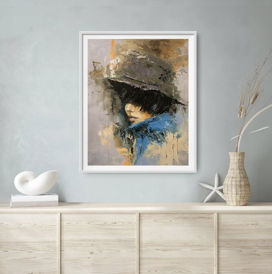 Woman in Hat, Portrait.