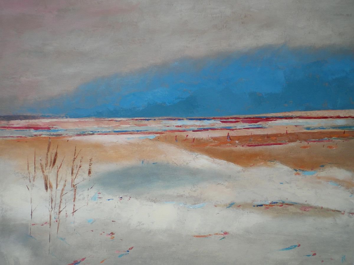 Abstract Landscape Acrylic Painting By Kestutis Jauniskis, 16 X 12", Landscape 5, Original Artwork