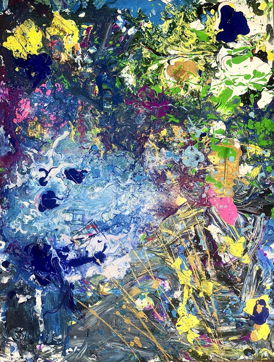 Abstract Acrylic Painting By Bruce S. Dilenschneider, 30 X 40, Bsd#49, Original Artwork