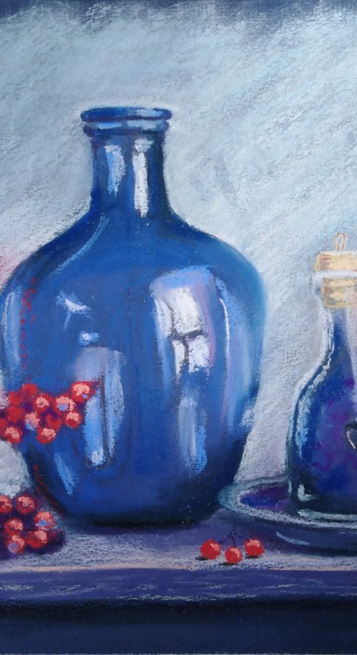 The blue glass bottle by Liubov Samoilova