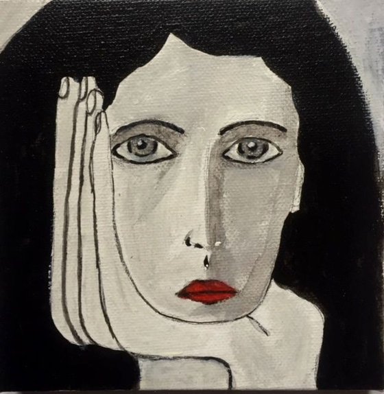 Girl portrait II. - mixed media painting
