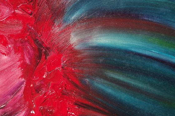Encounter - 120x40 cm, LARGE XL, Original abstract painting, oil on canvas