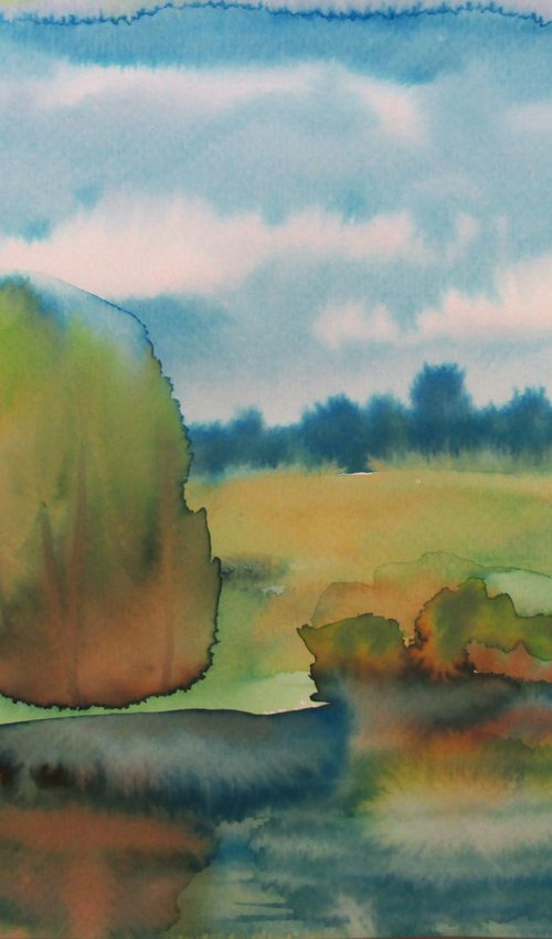 Early summer - watercolor landscape by Julia Gogol