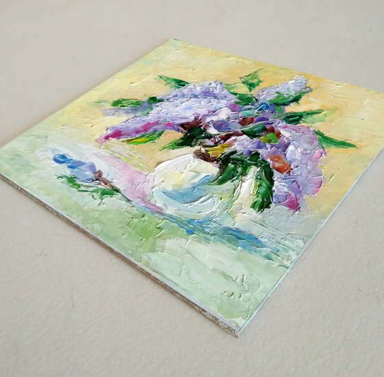 Lilac Painting Original Art Small Floral Artwork Flower Wall Art