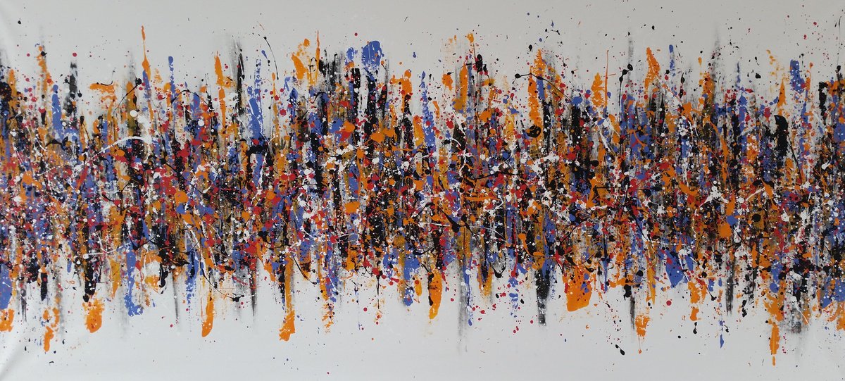 Abstract Acrylic Painting By Max Yaskin, 83 X 39", Symphony 3 By M.y., Original Artwork