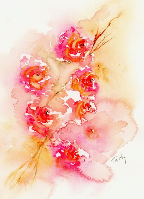 Pink Rose Spray by Alex Tolstoy